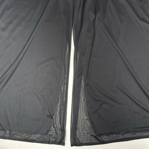 Dressbarn Collection Palazzo Pants Black Pull On Stretch Mesh Overlay Sz 14 / 16 - Picture 5 of 11